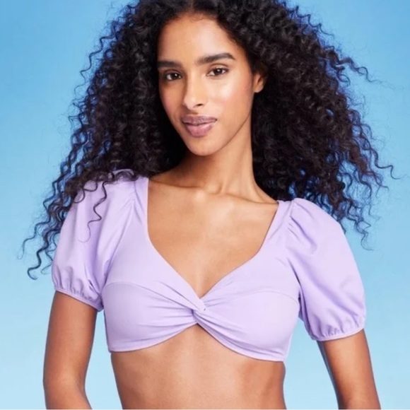 Shade Shore Swim Puff Sleeve Twistfront Bralette Bikini Top Shade Shore Lavendar Poshmark